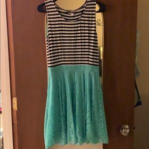 Mint and black/white stripped dress